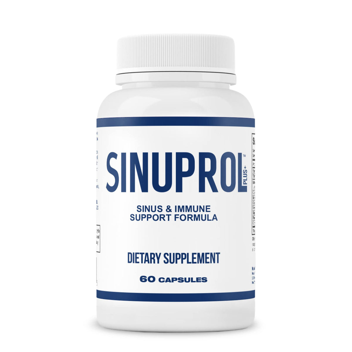 Mizzle SinuProl bottle label shows natural sinus support ingredients.