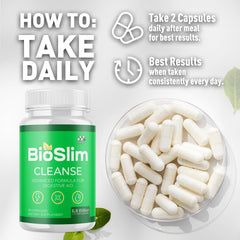 MJO Bioslim Cleanse capsules in hand demonstrate portability.