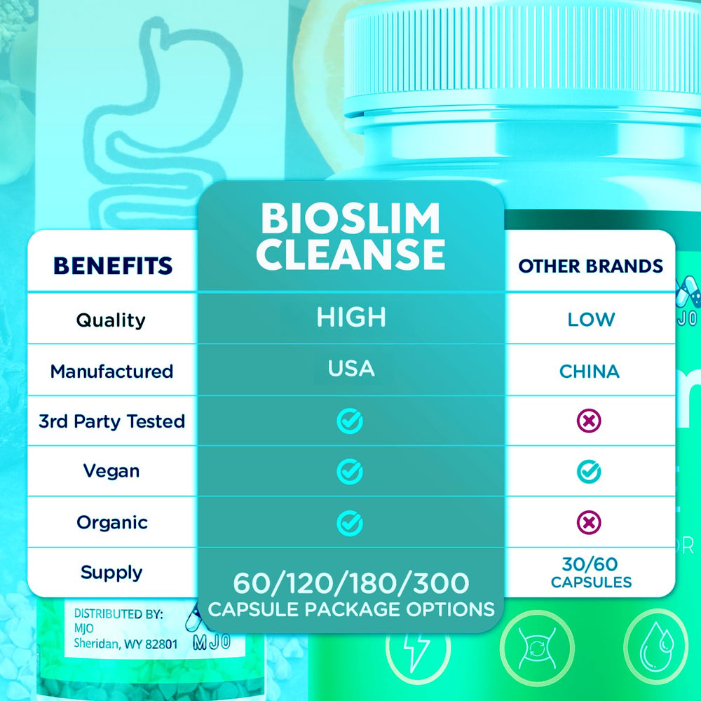 MJO Bioslim Cleanse label shows natural ingredients clearly.