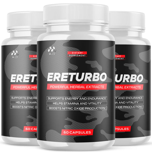 MJO Ereturbo capsules bottle supports daily wellness for an active lifestyle.