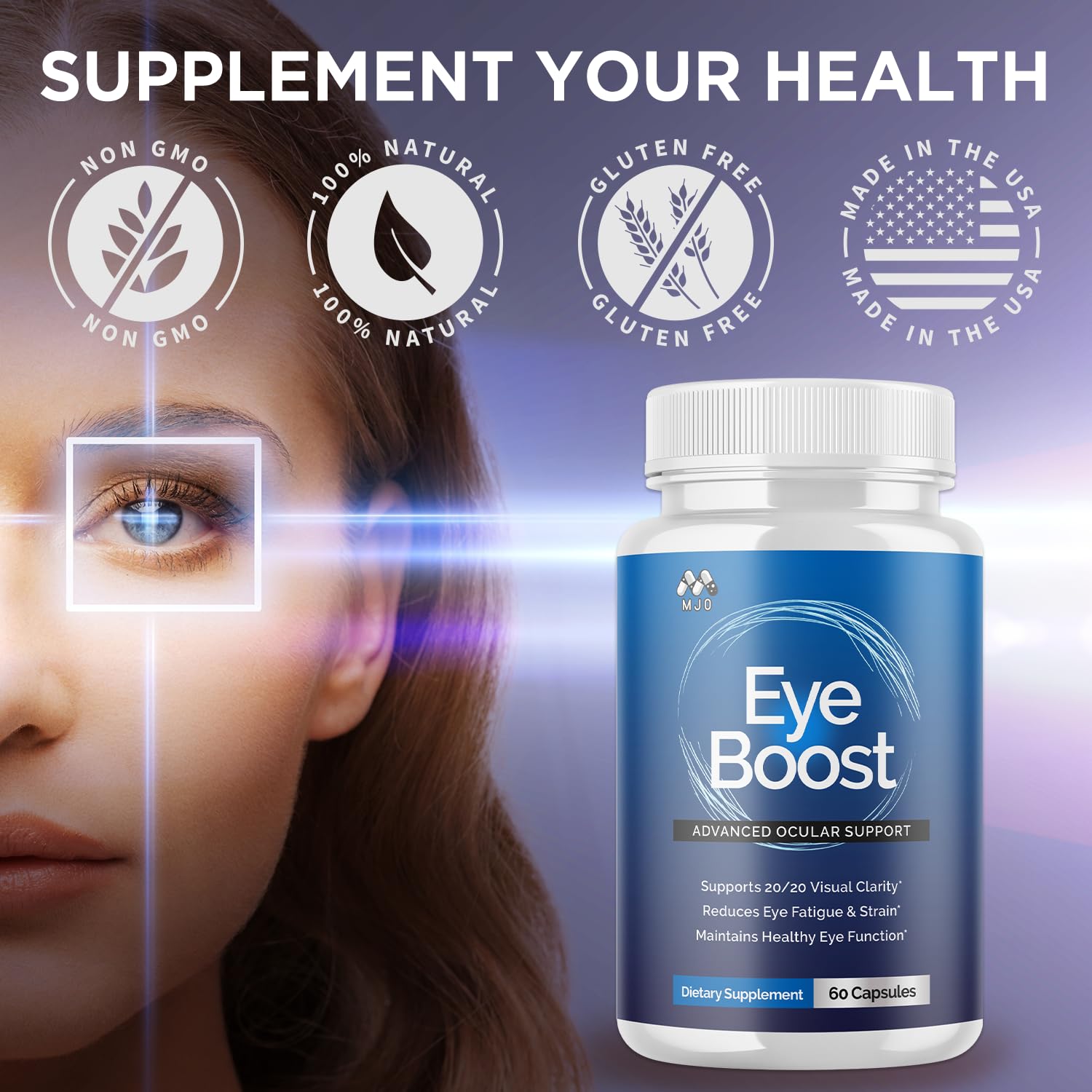 MJO Eye Boost packaging on display for online shoppers.