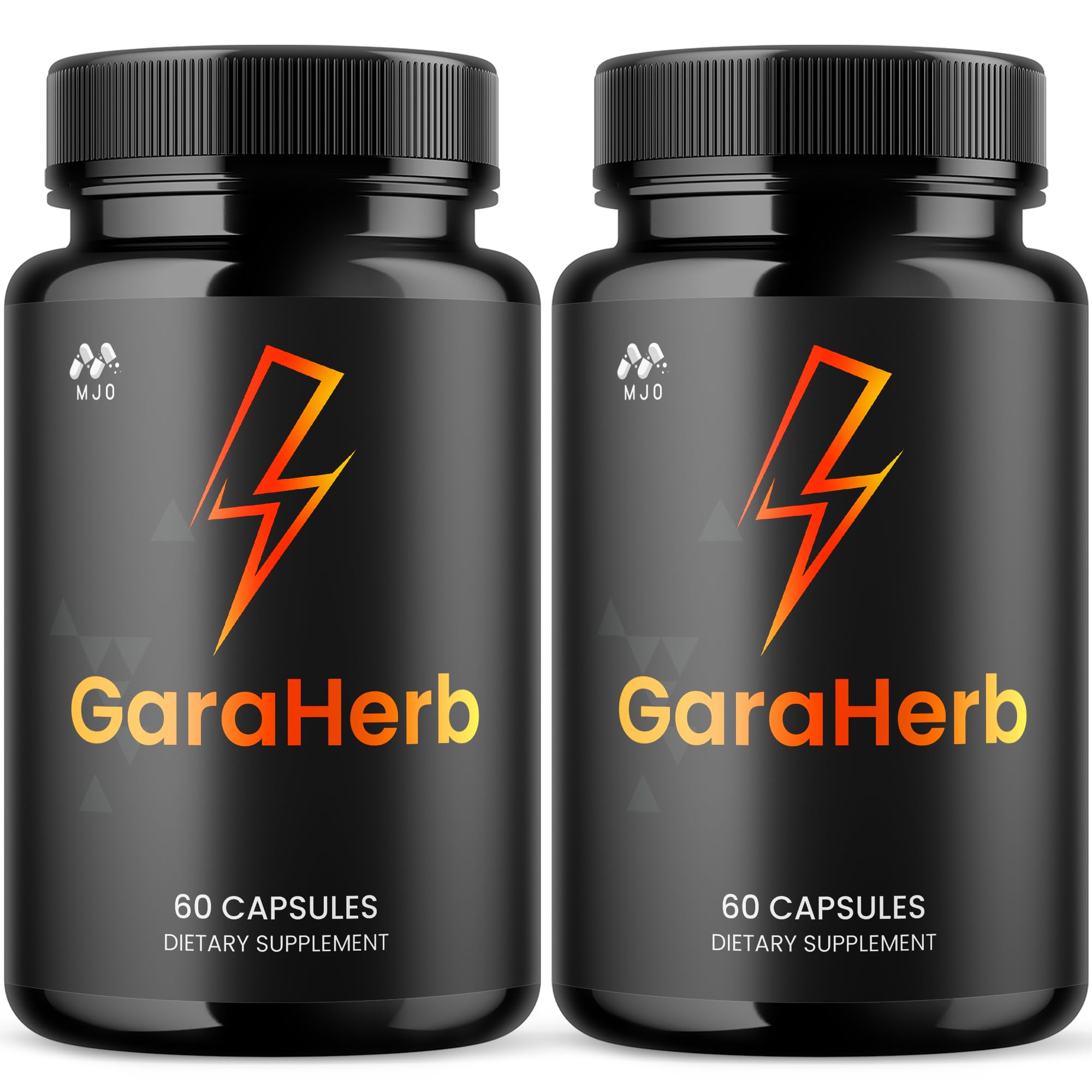 MJO GaraHerb capsules bottle front highlighting all-natural wellness features for daily vitality.