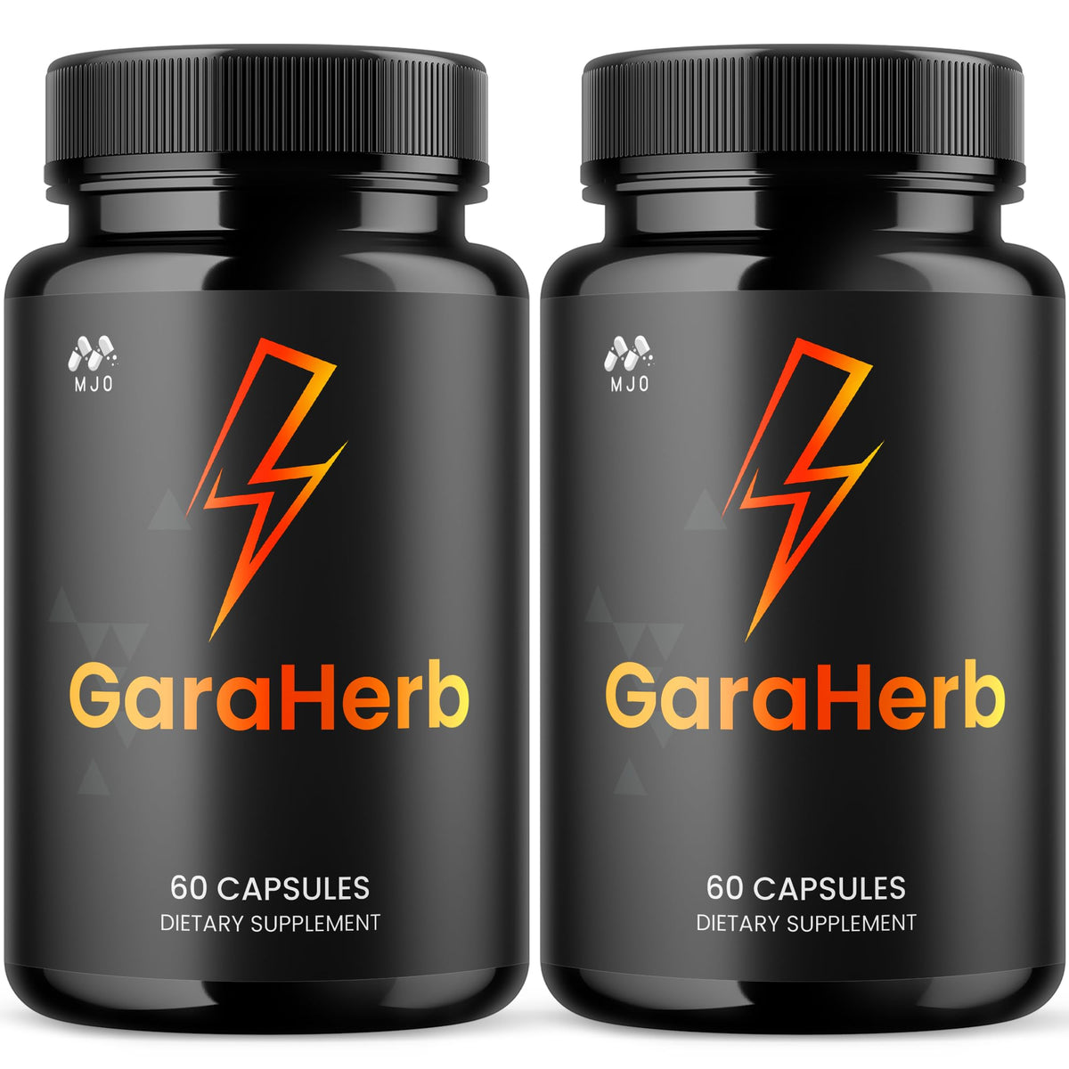 MJO GaraHerb capsules bottle front highlighting all-natural wellness features for daily vitality.