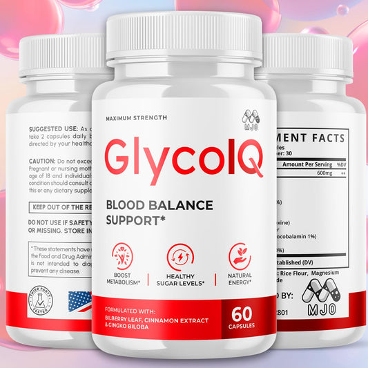 MJO Glyco IQ capsules bottle label highlights natural ingredients