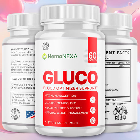 MJO HemoNexa bottle back with ingredients list emphasizing natural components