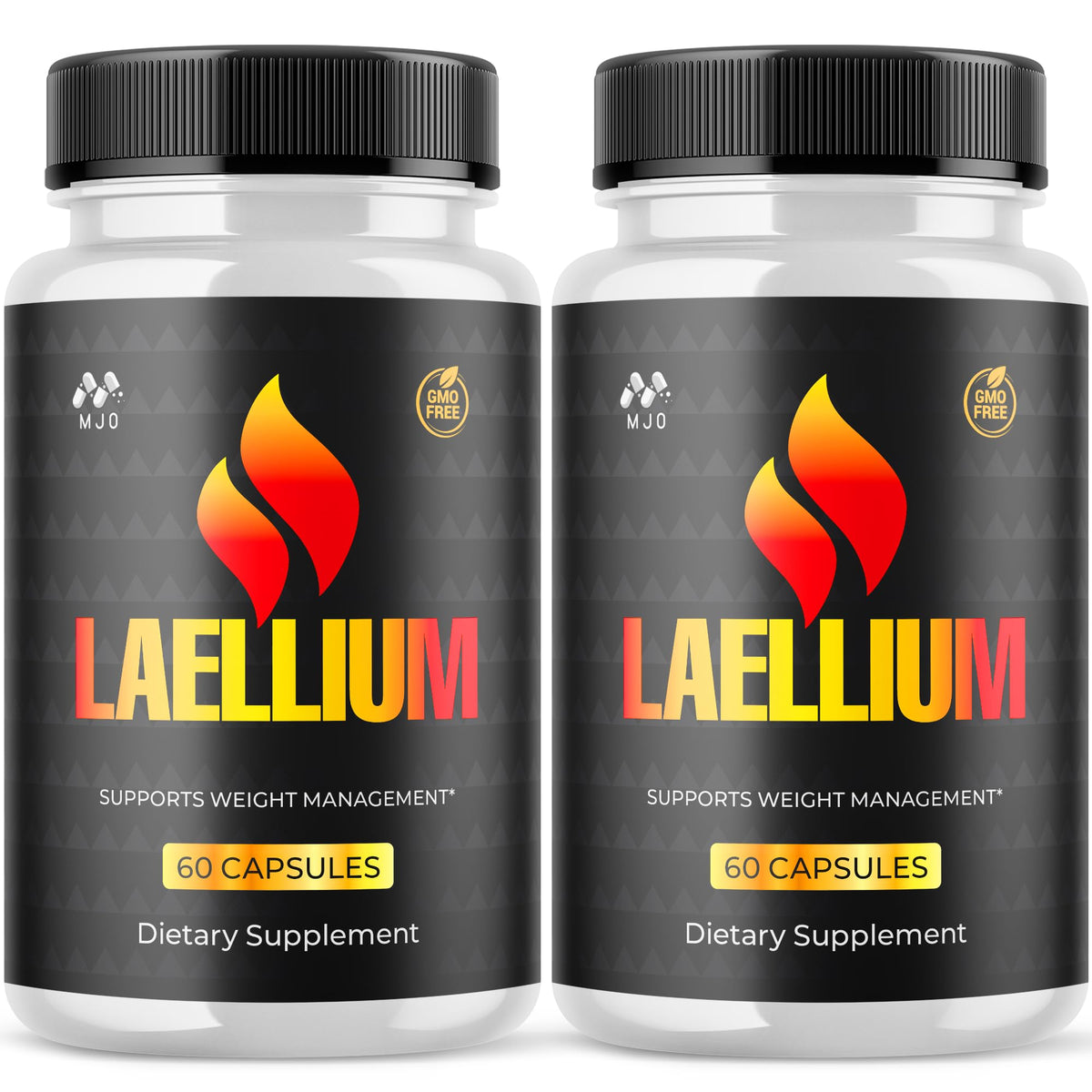 MJO Laellium pills bottle front for daily wellness and active living.