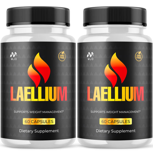 MJO Laellium pills bottle front for daily wellness and active living.