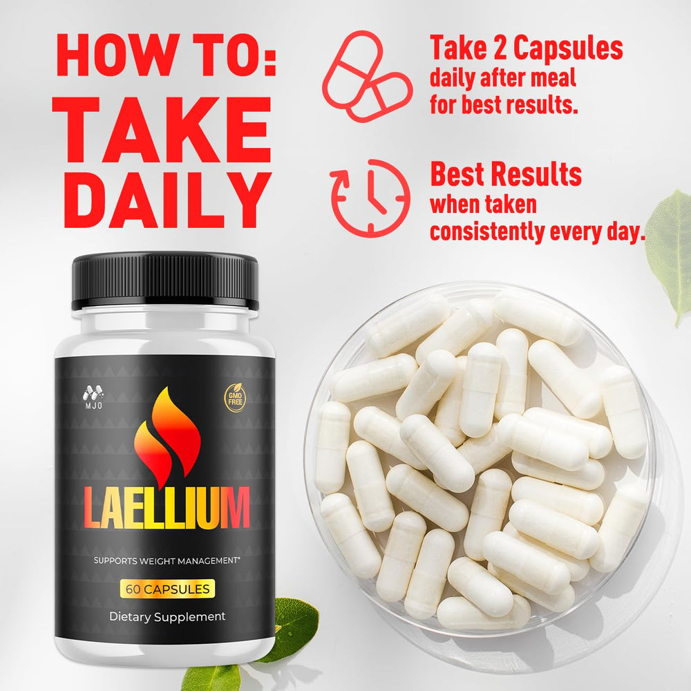 Laellium pills visible in a morning routine scene for daily energy.