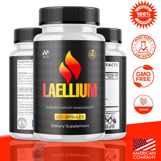 MJO Laellium Pills 3-pack on display emphasizing wellness value.