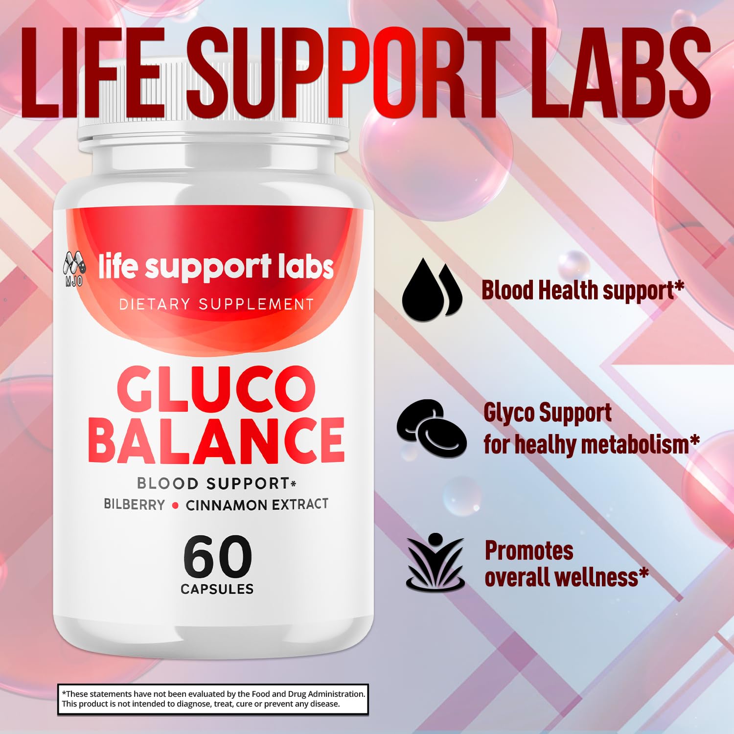MJO Life Support Labs bottle on shelf indicating 30 servings.