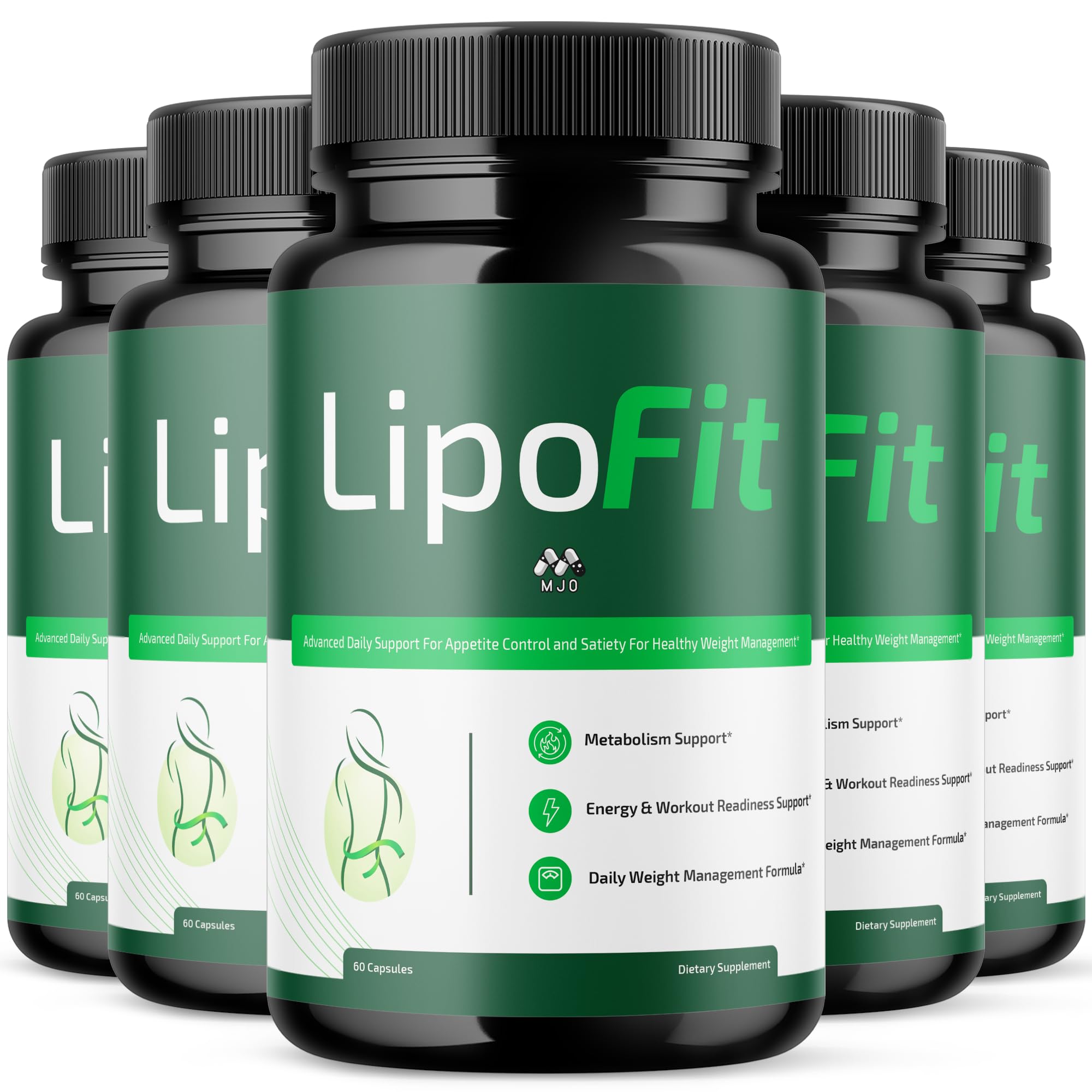 MJO Lipo Fit capsules bottle shown for daily wellness support.