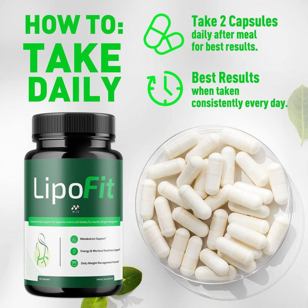 MJO Lipo Fit Capsules for daily-use setup emphasizing consistent wellness