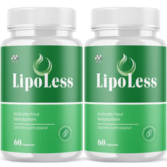 MJO LipoLess bottle front for daily active lifestyle support with natural ingredients.