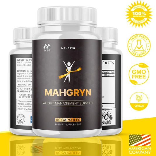 MJO Mahgryn capsules daily-use pack shows convenient bottle for routine