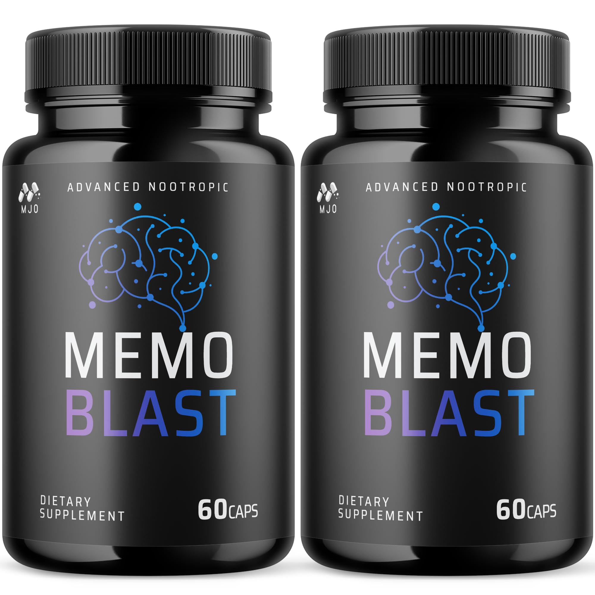 MJO Memo Blast capsules bottle front for daily wellness support.