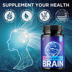 MJO Memory and Mood Brain Capsules pouring capsules into a glass.
