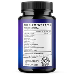 MJO Memory and Mood Brain Capsules serving size panel and information.