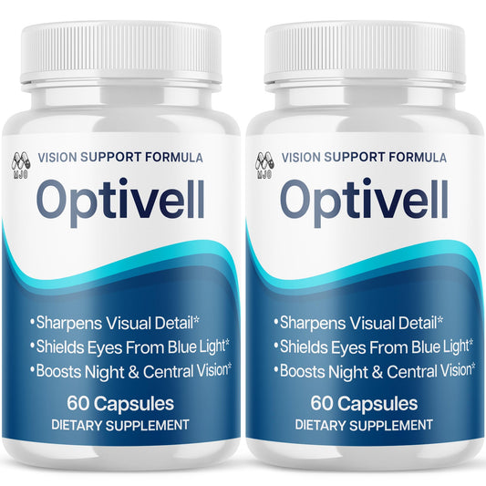 MJO Optivell Eye Capsules bottle front shows all-natural ingredients for daily eye wellness