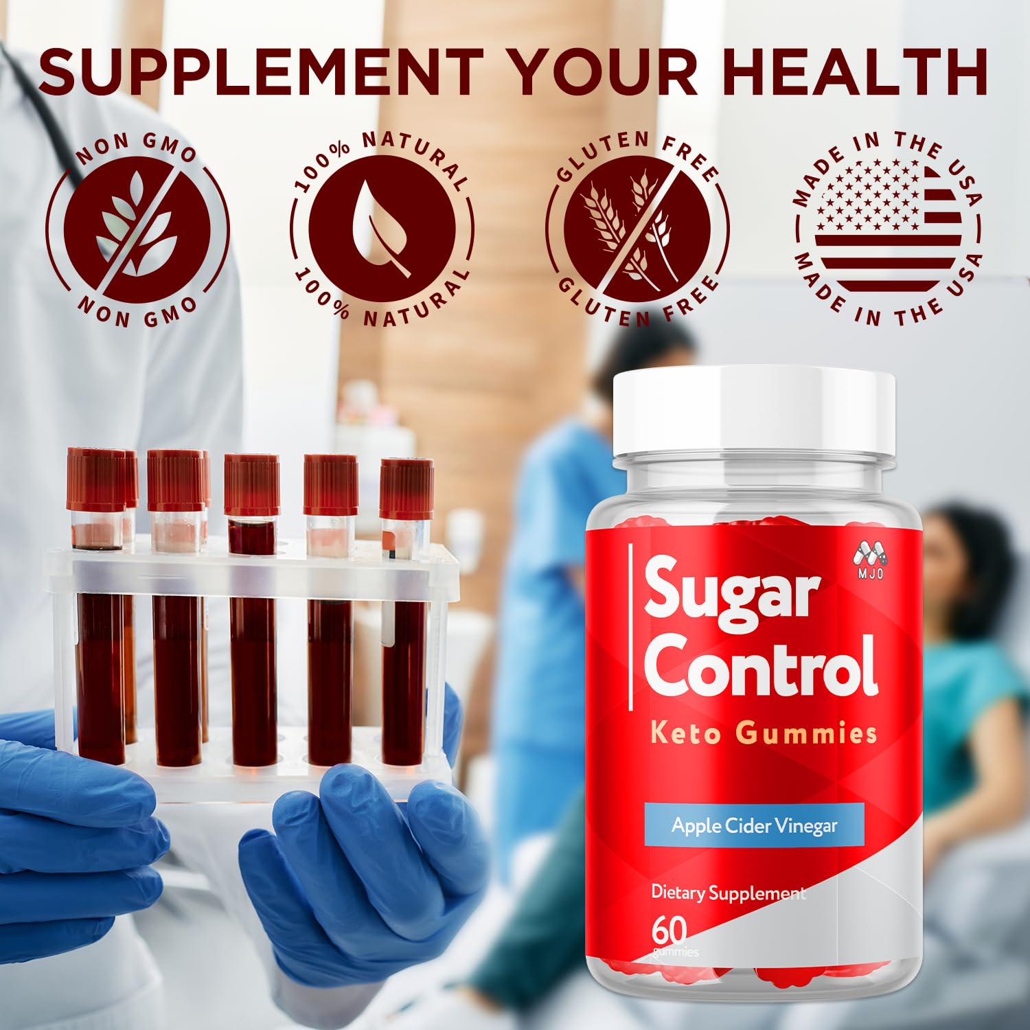 MJO SugarControl gummies close-up, showcasing flavor and texture.