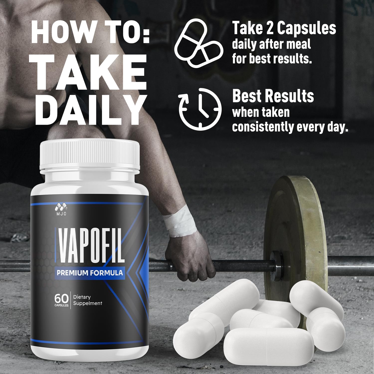 MJO Vapofil ingredients blend with natural vitamins and extracts.