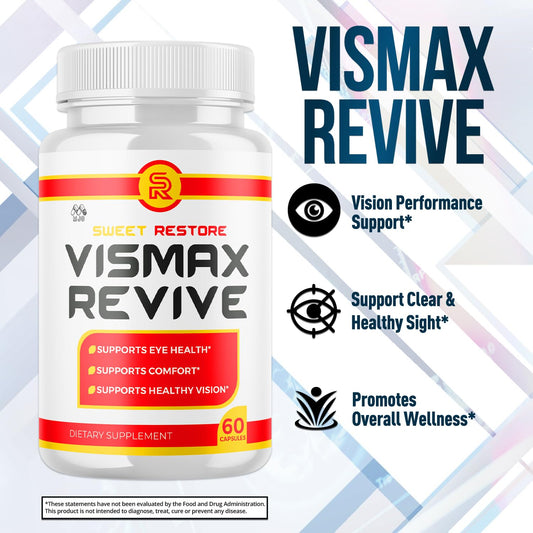 MJO Vismax Revive bottle closeup highlighting label and ingredients for clarity.
