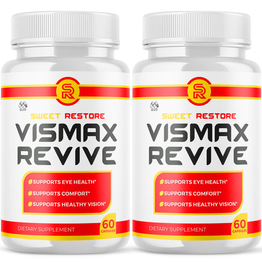 MJO Vismax Revive bottle front showing gluten-free, all-natural vision support.