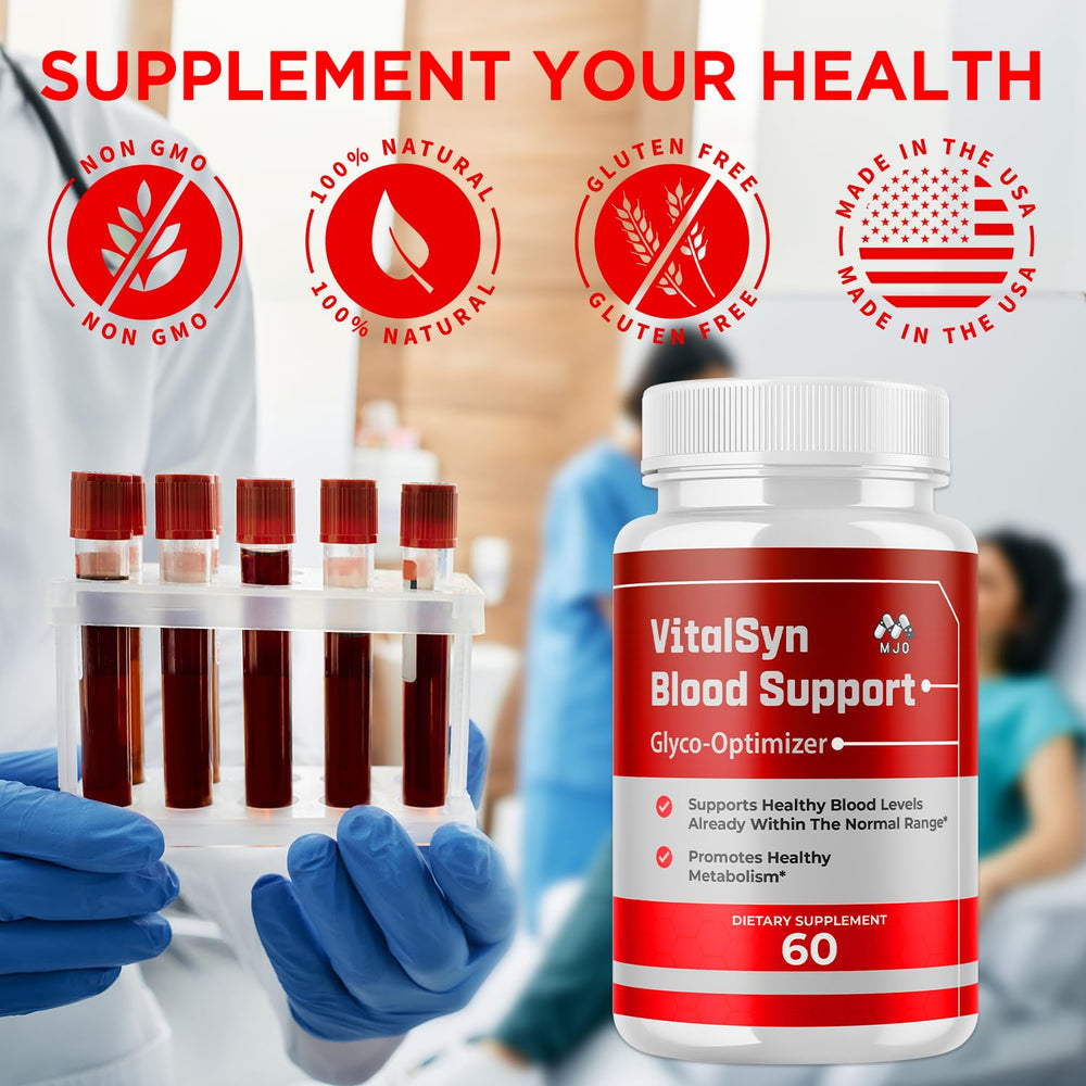 MJO Vitalsyn label close-up highlighting vitamins and herbal extracts for natural support.