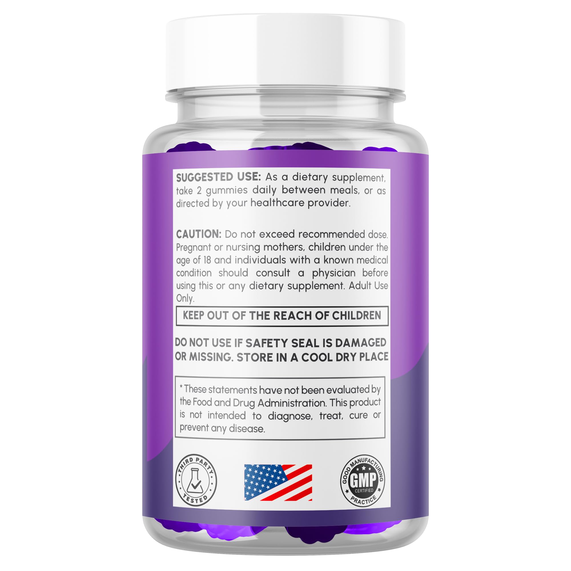 MJO Zanari Gummies ingredients label highlighting natural components