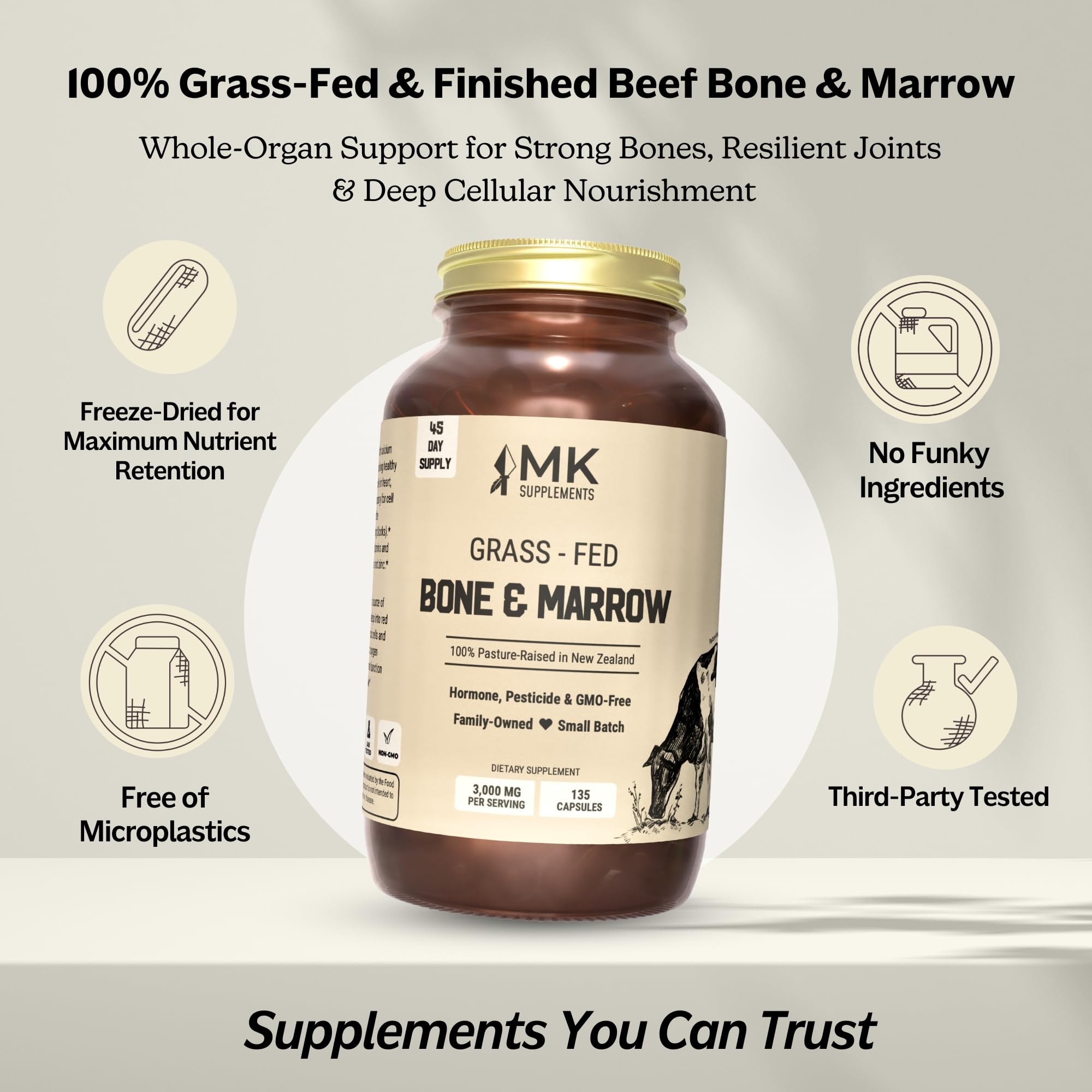 MK Supplements 3,000 mg per serving highlights robust mineral content.