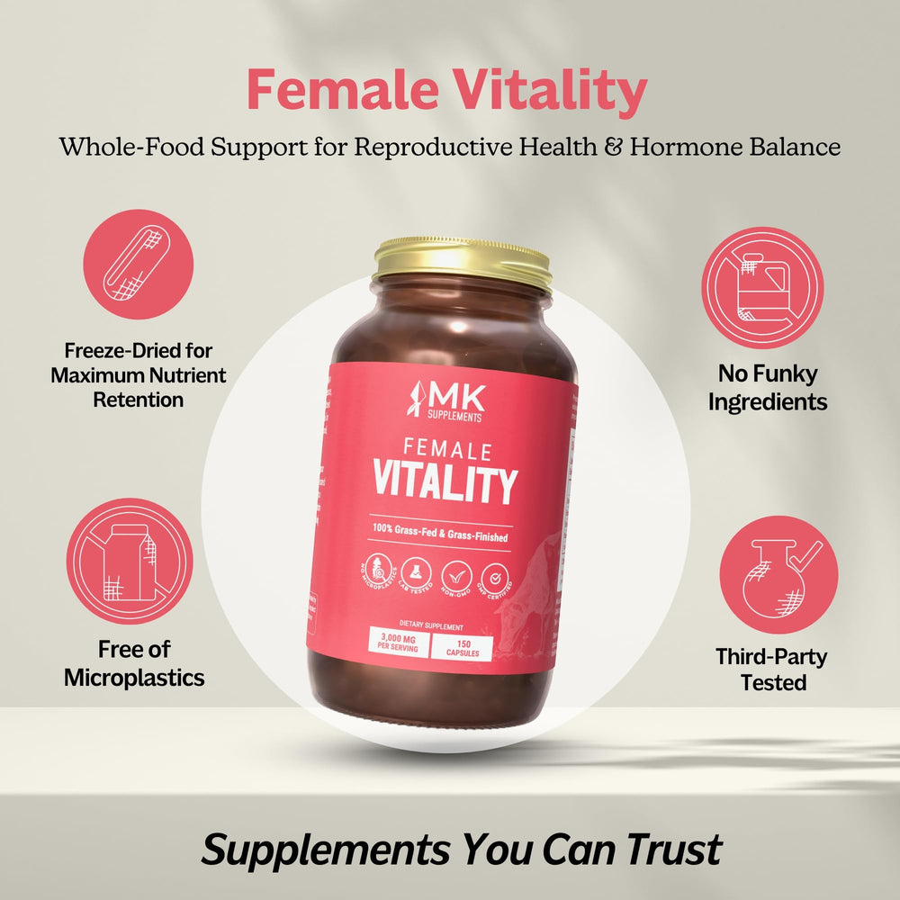 Value pack of MK Supplements Female Vitality on shelf for ongoing support