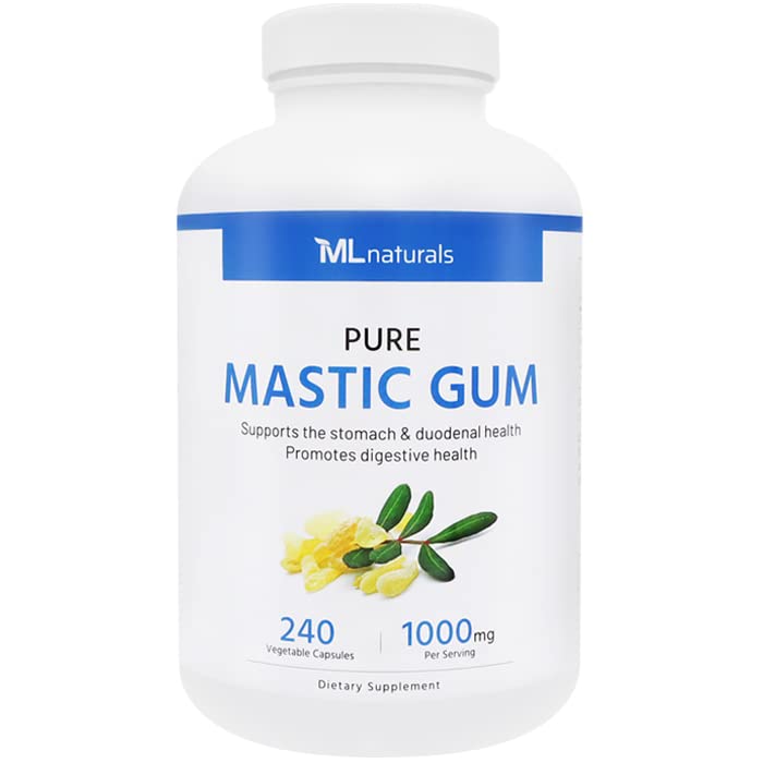 ML Naturals Mastic Gum bottle showing 1000 mg dosage for digestive support