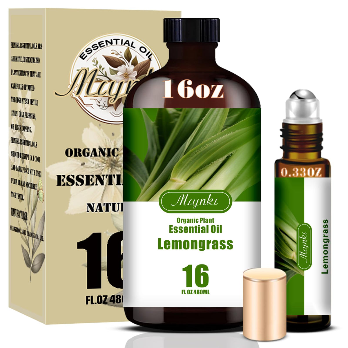 MLYNKL Lemongrass essential oil bottle for diffusers, long-lasting fragrance for relaxing spaces.