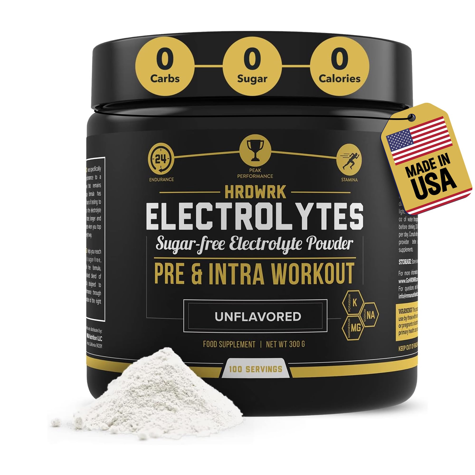 MMA Nutrition HRDWRK bottle front showcases sugar-free hydration for workouts