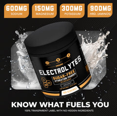 MMA Nutrition HRDWRK electrolytes being poured into a glass for quick hydration