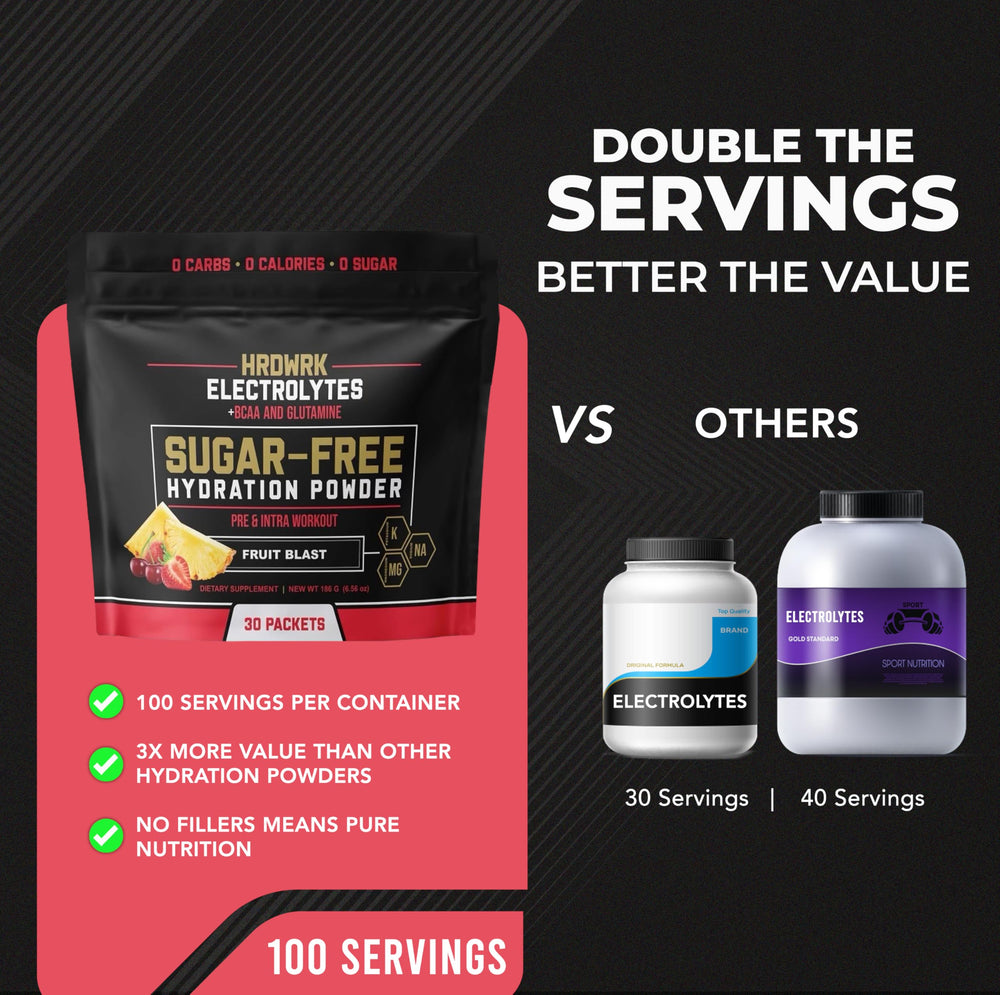 MMA Nutrition HRDWRK electrolyte powder scoop and glass for fast mixing