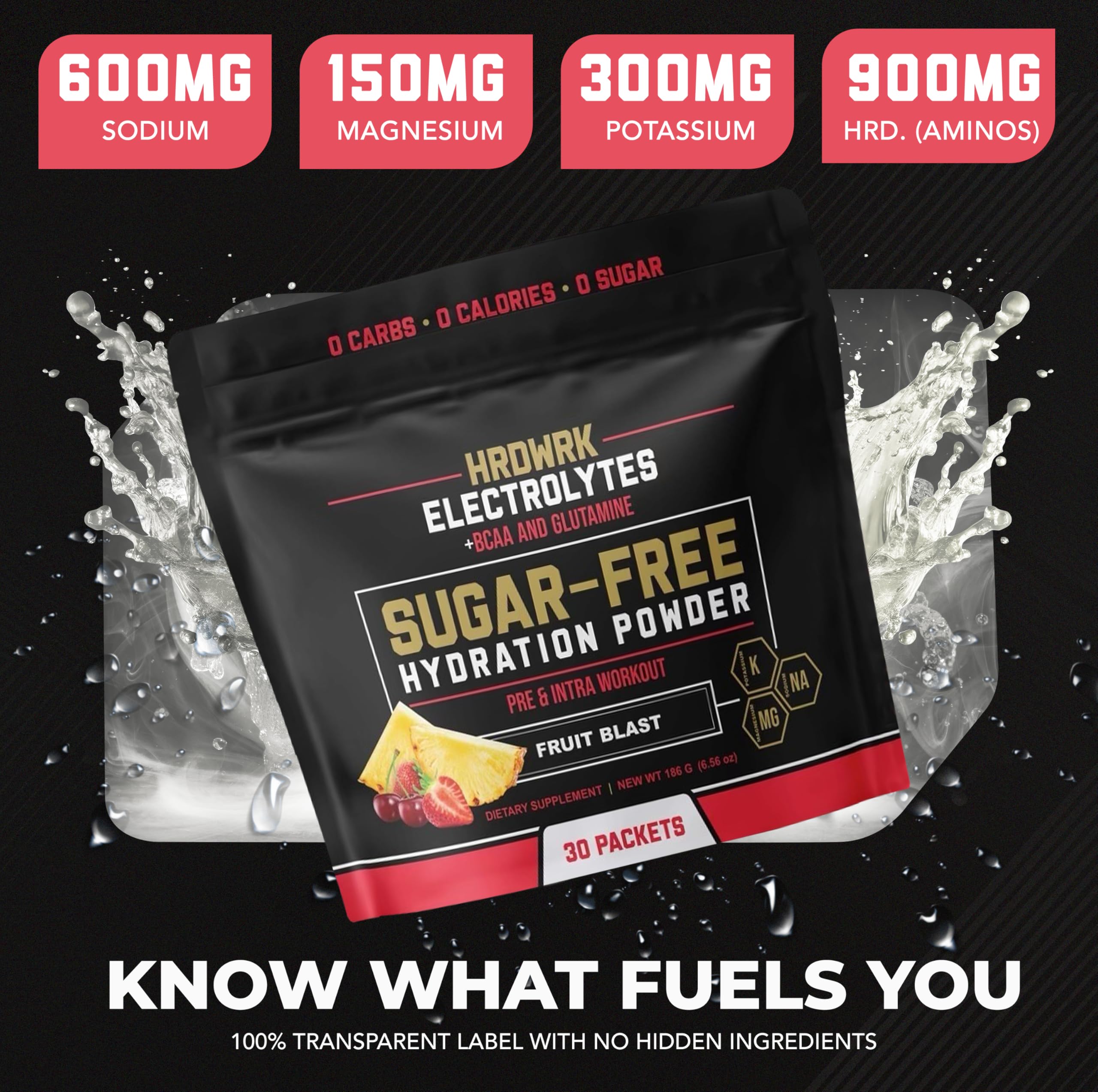 MMA Nutrition HRDWRK electrolytes powder being mixed in water for refreshing flavor