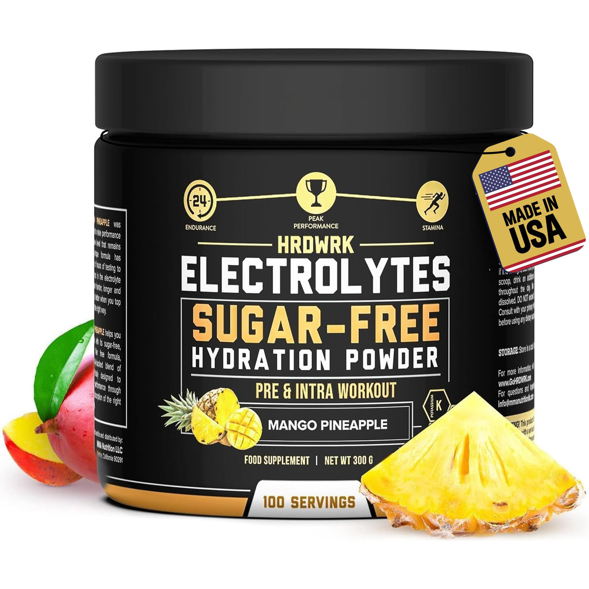 MMA Nutrition HRDWRK electrolytes powder in tub boosts workout hydration