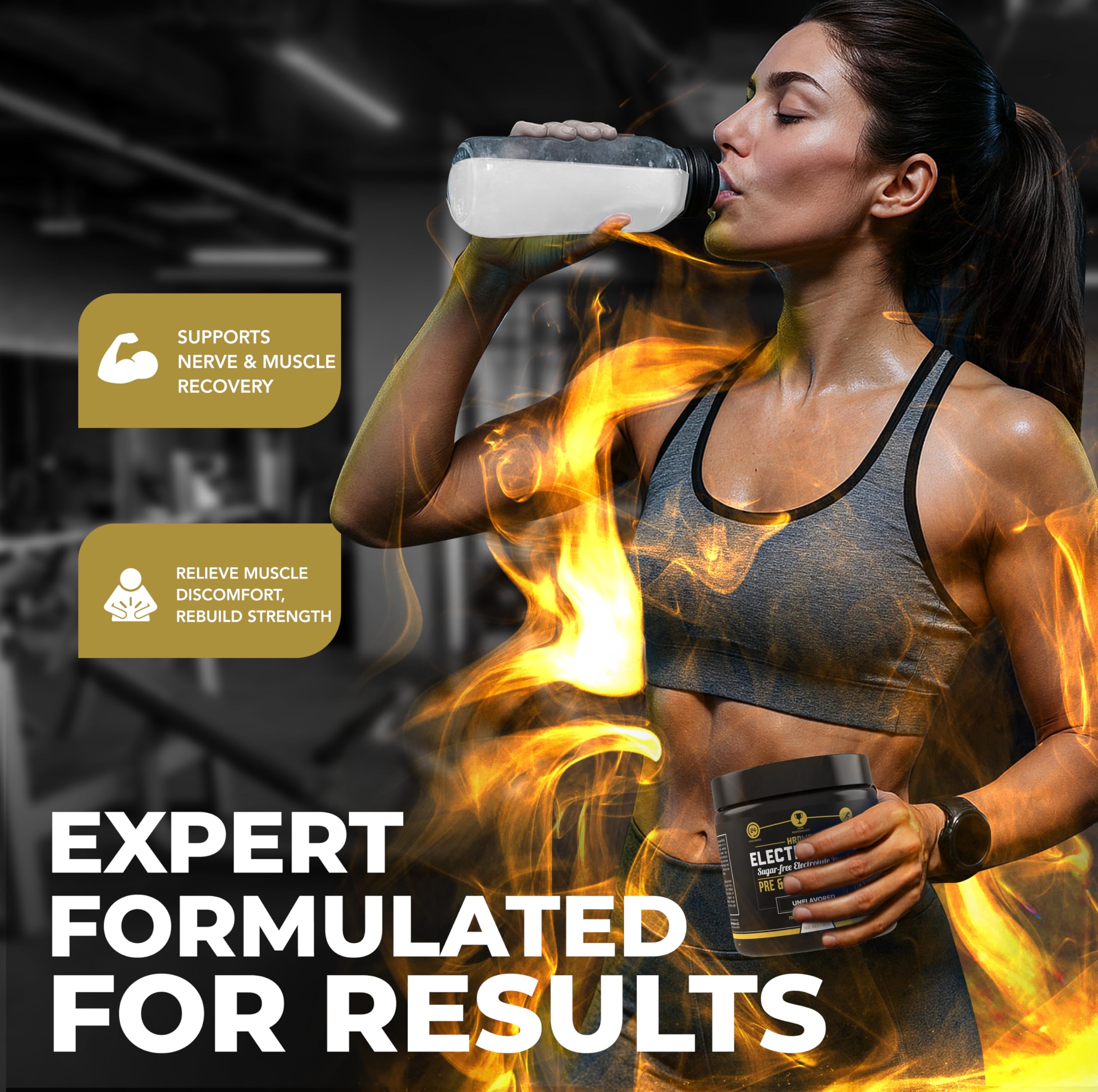 MMA Nutrition HRDWRK glass with electrolyte drink demonstrates keto-friendly endurance support