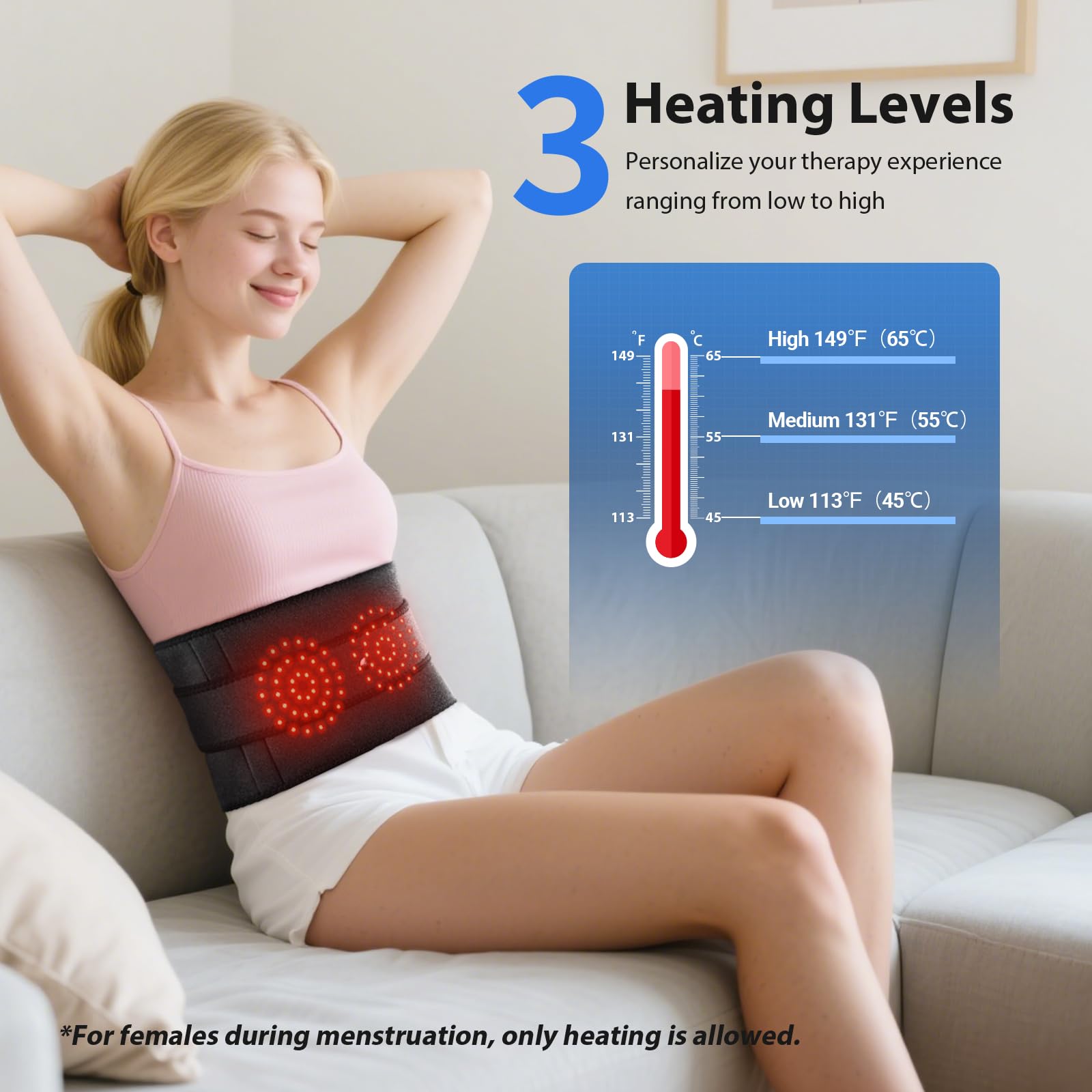 MoAcey massager with temperature control offers three heat levels.