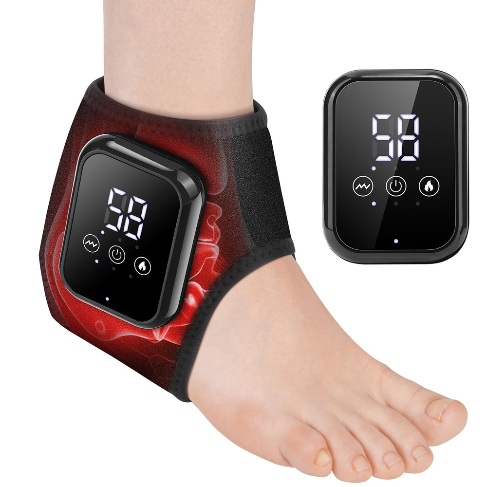 MOAJAZA ankle heating pad on ankle providing targeted warmth for comfort.