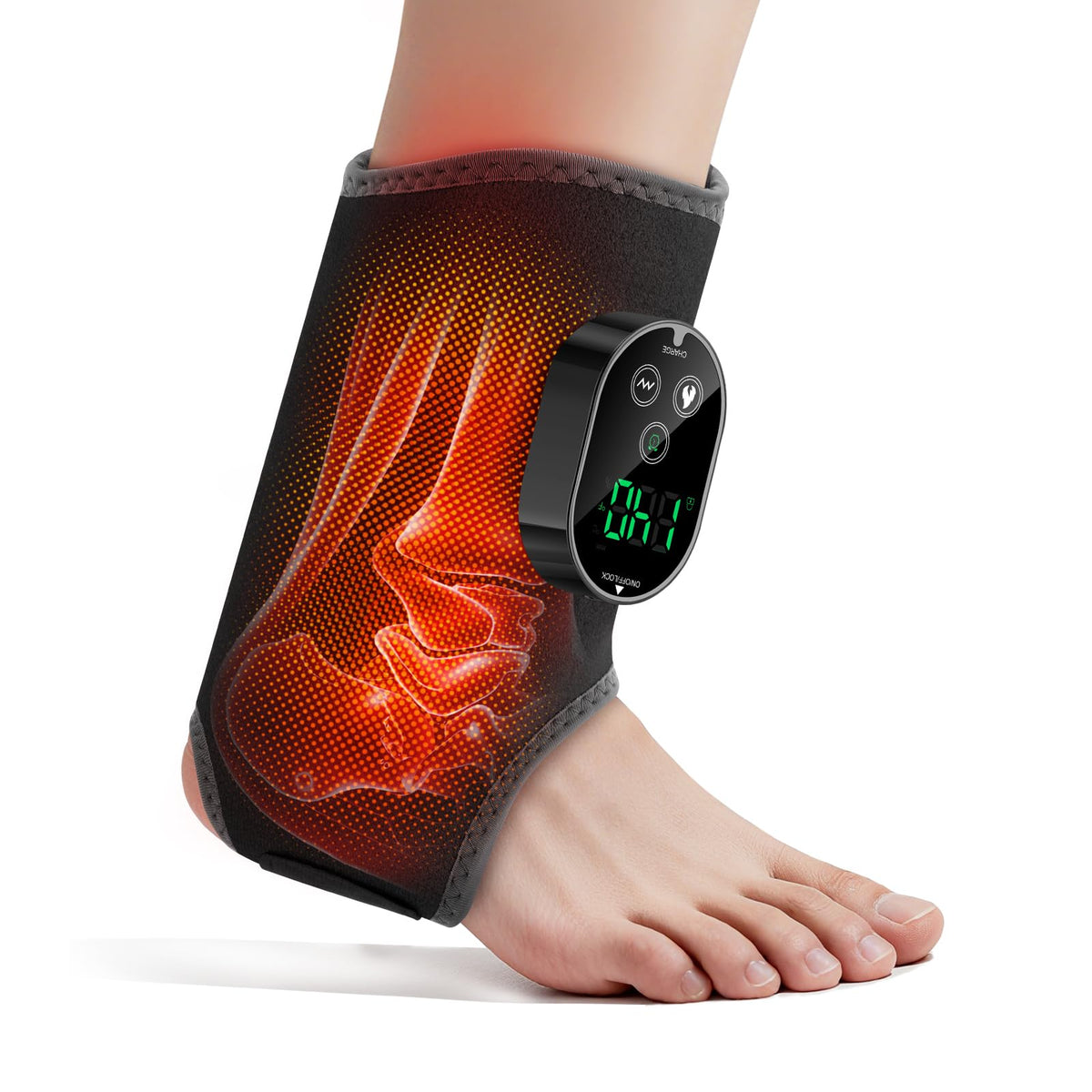 MOAJAZA foot massager on foot showing targeted relief and comfort.