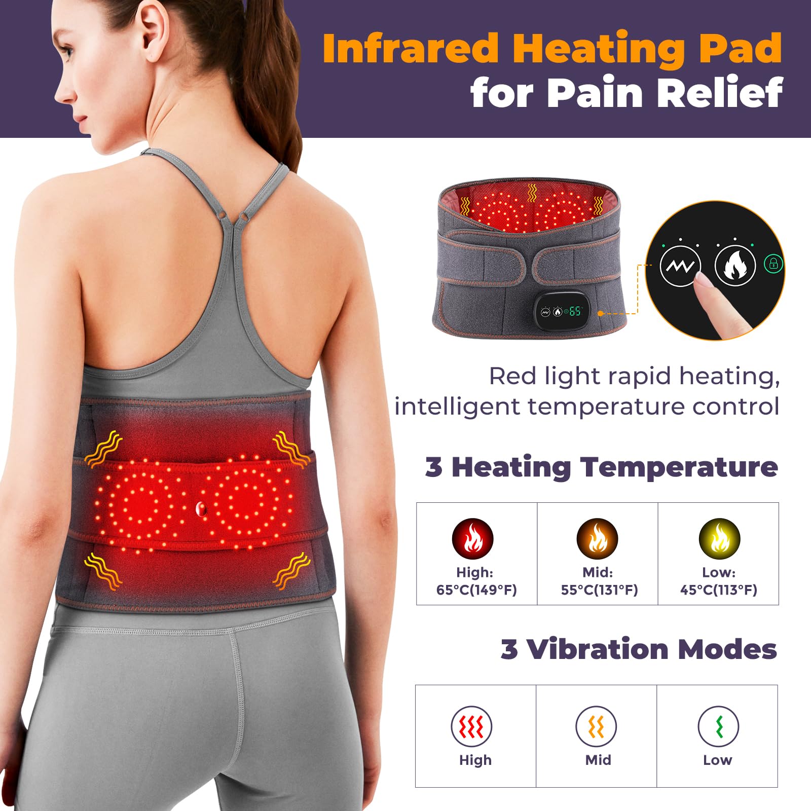 MOAJAZA lumbar support belt adapts to different waist sizes for comfort.