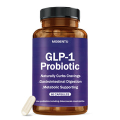 MOBENTU GLP-1 Probiotic capsules with Akkermansia on bottle promote digestive balance.