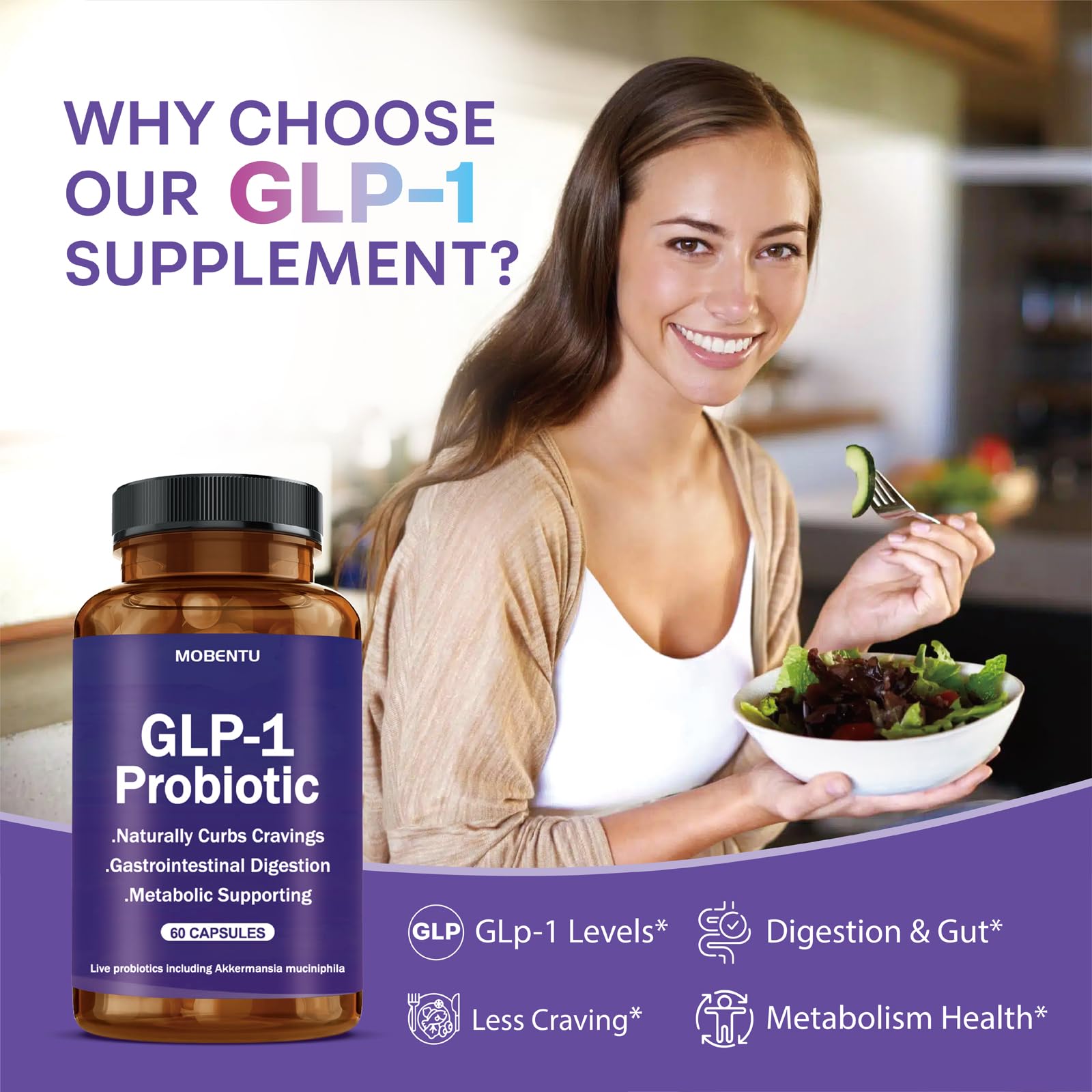 Chicory inulin graphic emphasizes prebiotic support in MOBENTU formula.