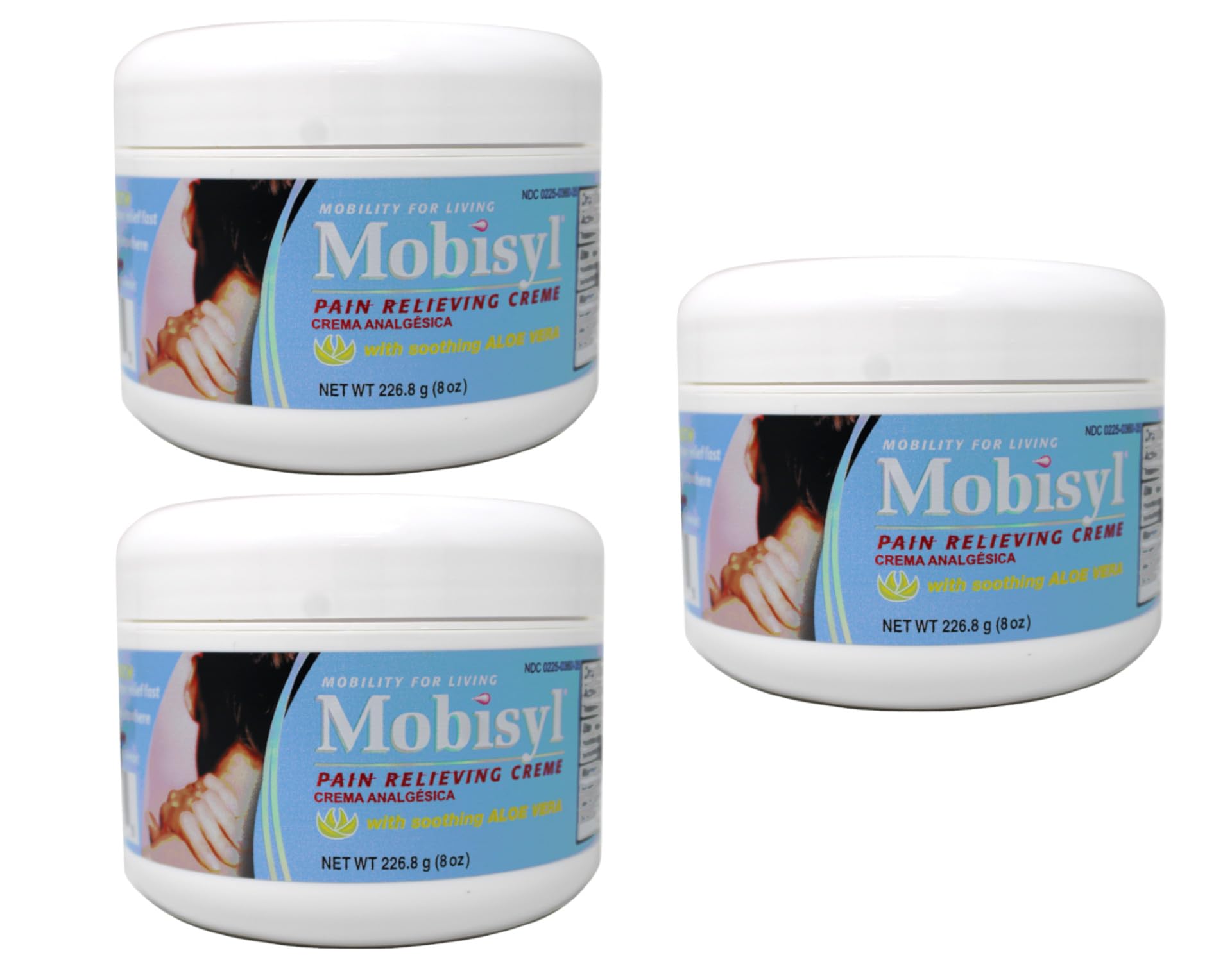 Mobisyl Pain Relief Creme 8oz bottle for convenient at-home use.