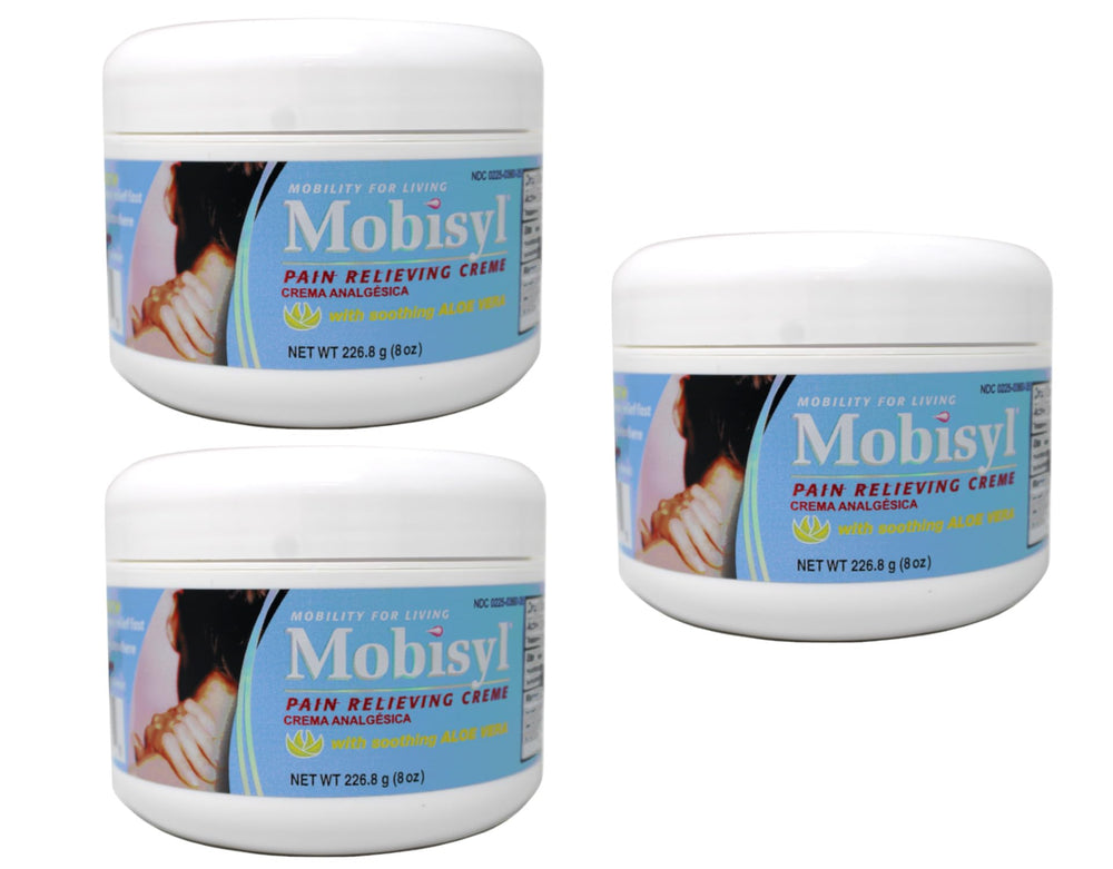 Mobisyl Pain Relief Creme 8oz bottle for convenient at-home use.