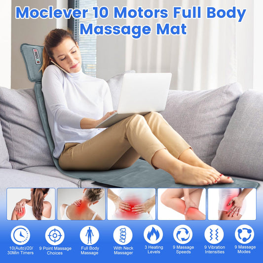 Moclever full body massage mat back view for comfort after long days