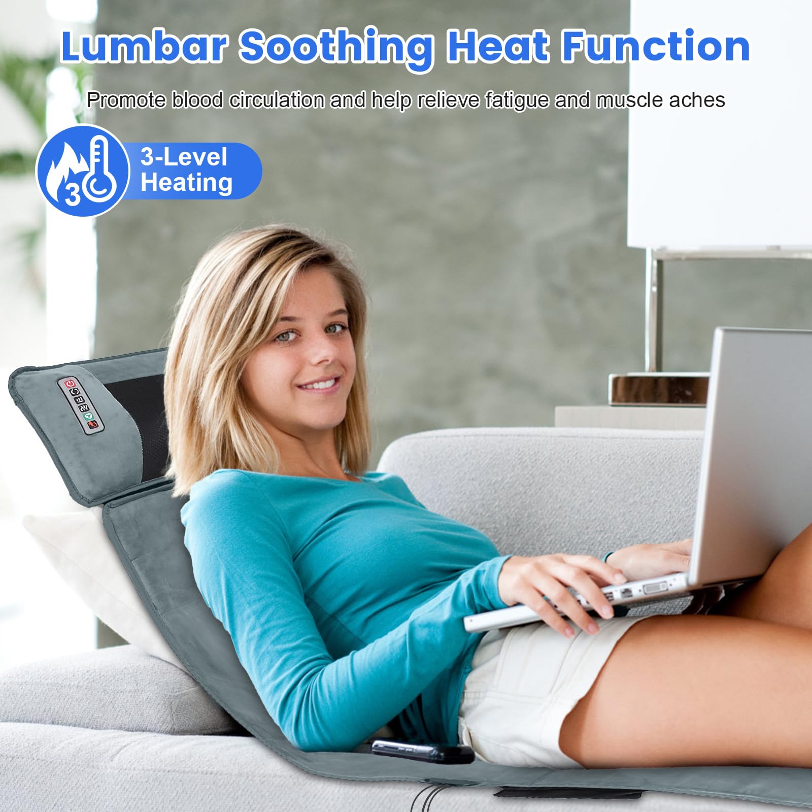 Moclever heated lumbar section on massage mat for targeted warmth