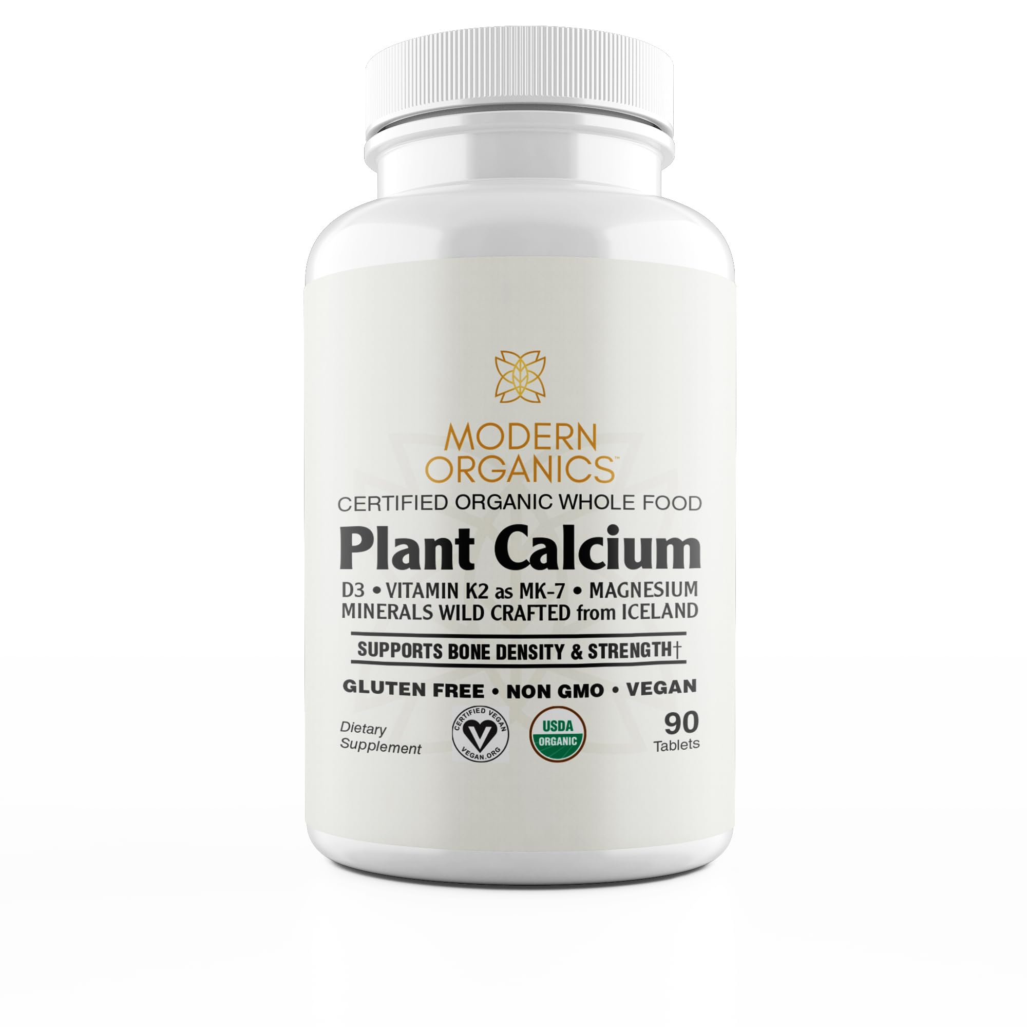 Modern Organics Plant Calcium bottle with Aquamin supports daily bone wellness