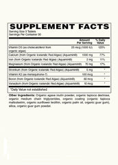 Modern Organics Plant Calcium ingredients show 72 trace minerals for absorption